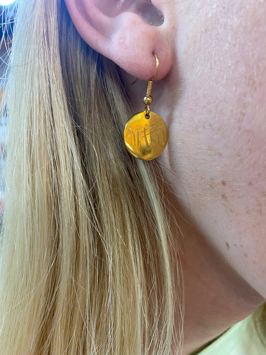 Dainty Monogram Earrings Gold Silver or Rose Gold. Simplistic Jewelry. Perfect for Layering all ages