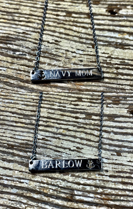Anchor Bar Necklaces ~ Gold, Silver or Rose Gold.  Customize to say ANYTHING you want!  Perfect for a Navy Mom like me.