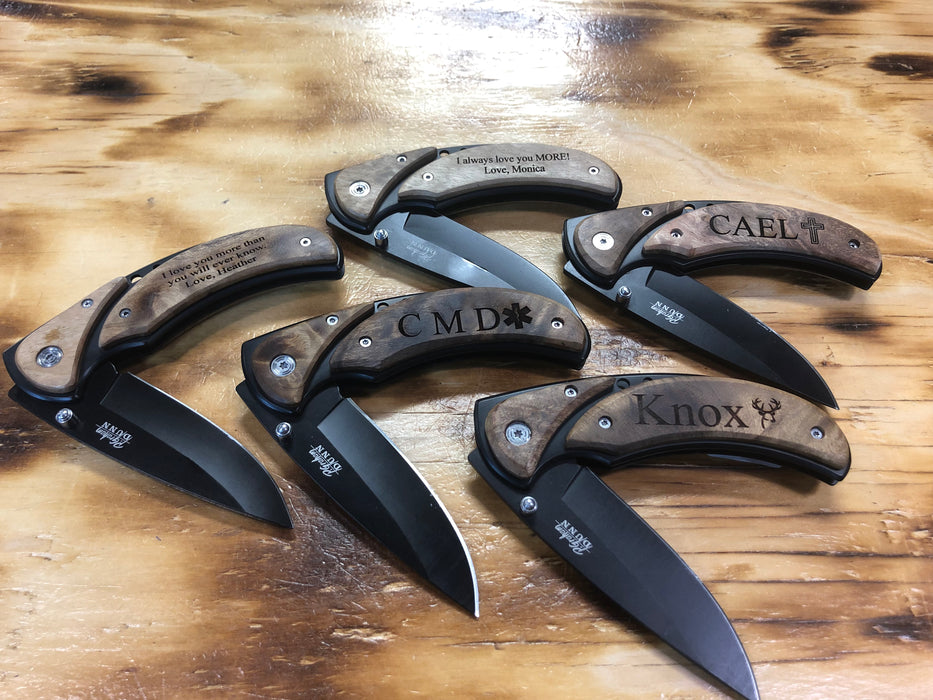Personalized Pocket Knife.  We can put whatever you want on it!