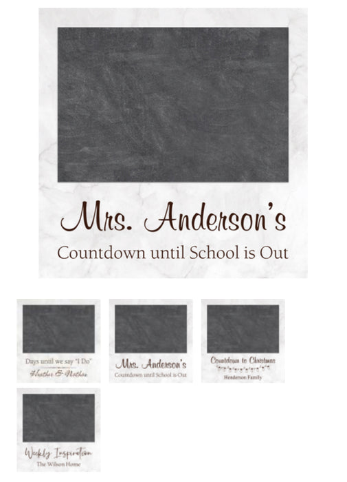 Personalized Chalk Board Sign for ANY occasion.  Can be personalized to say anything.  Some ideas are shown.  7"x7"