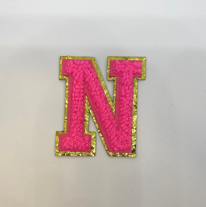 Hot Pink Letter Iron On Patches