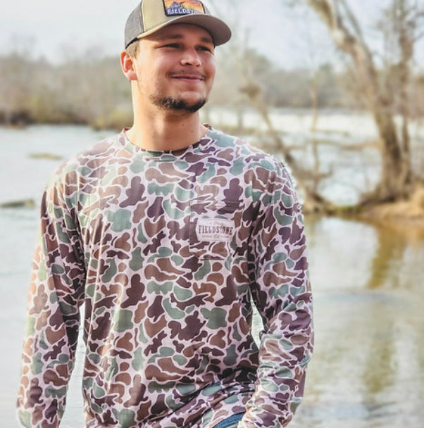 Dry Fit Pocketed Long Sleeve Camo Tee by Fieldstone