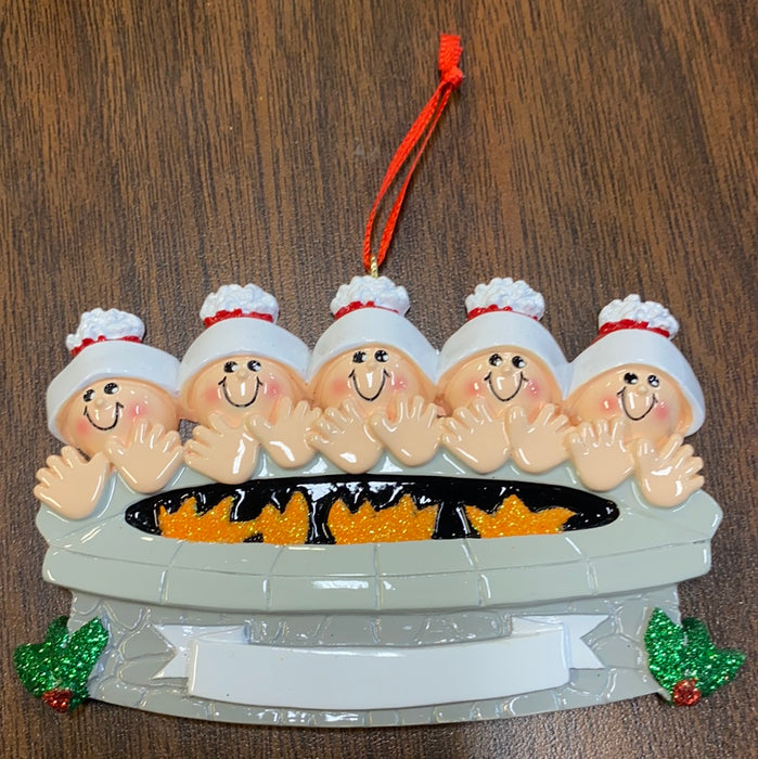 Fire Pit Family Personalized Ornament.  Choose from 2-6 People.