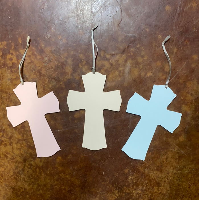Small Cross Ornaments.  Can be personalized to say whatever you want.