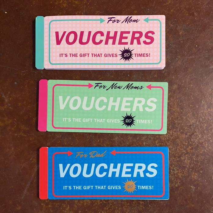Voucher Books.  A redeemable gift.  Choose for Mom, Dad and new moms.
