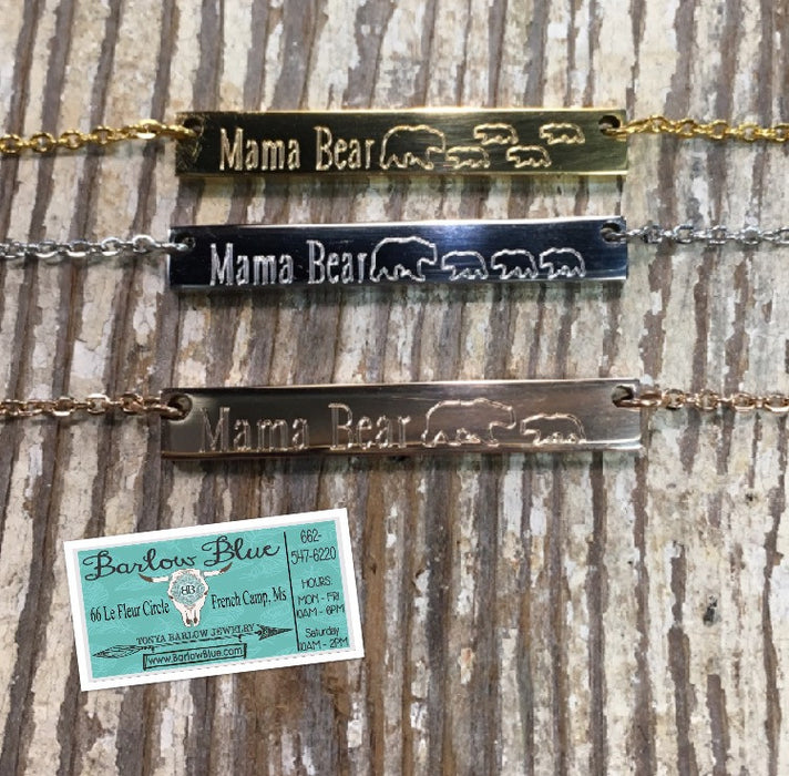 Mama Bear Bar Necklace. Holds up to 6 Baby Bears! Put number of baby bears needed in the special instructions.